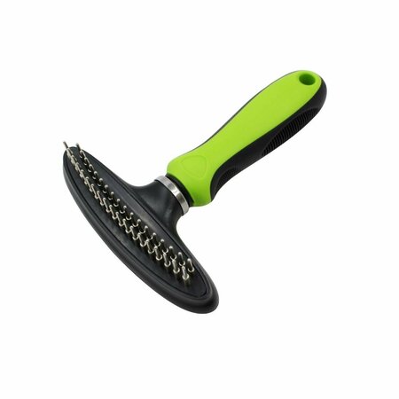 PETPURIFIERS Flex Series Dual-Row Grooming Rake Pet Comb, Green - One Size PE2640381